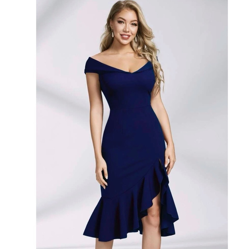 MIUSOL Ruffle Asymmetrical Hem dress